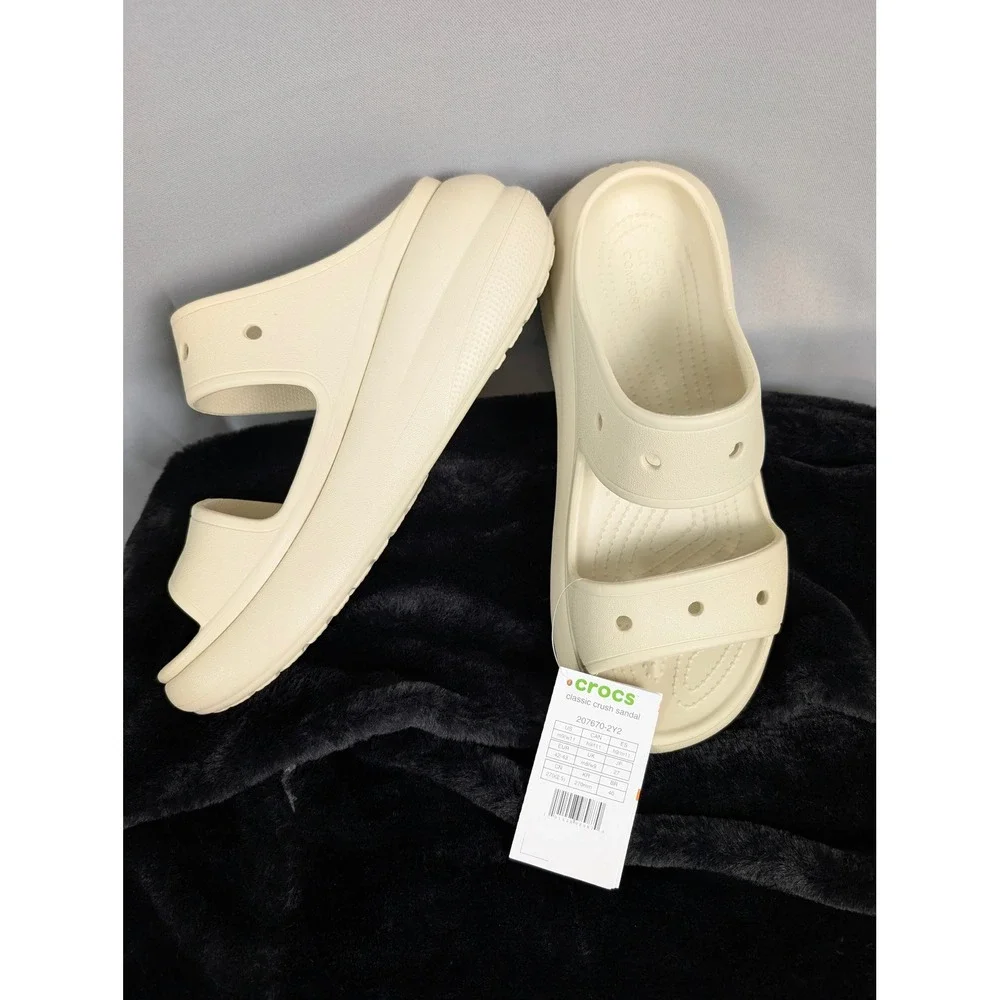 Crocs Classic‎ Crush Sandal Women SZ-11 Men SZ-9 Bone New Platform Slide